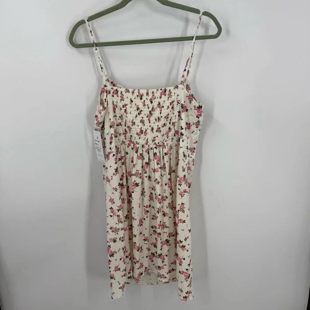 Spiritual Gangster NWT Pink and green floral rose Garden print mini dress XL - Picture 2 of 12